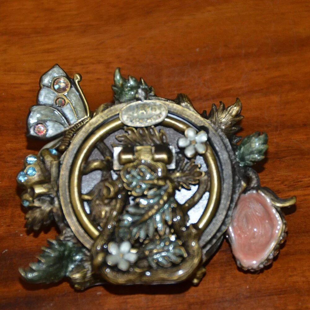 EXQUISITE RARE JAY STRONGWATER FLORAL BUTTERFLY STRAWBERRY CRYSTAL ENAMEL FRAME